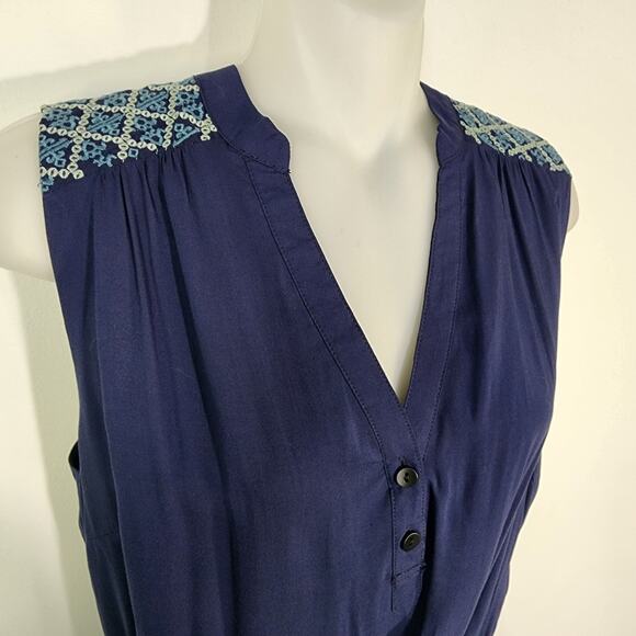 Market & Spruce Stitch Fix Women Mireille Embroidered Mini Dress Navy Size Small - Picture 4 of 12